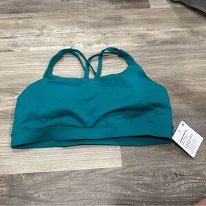 New with tags! Lululemon Energy Bra *Medium Support, B–D Cups Sonic Teal sz 12